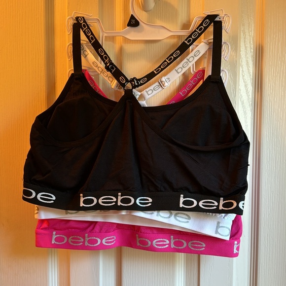 NWT BEBE INTIMATES 3 BRA COMFORT BRA SET-ONE PINK ONE WHITE ONE BLACK - Picture 4 of 5